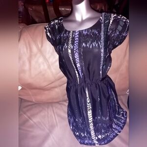 🐘 Women's Small BeBop navy and black patterned dress